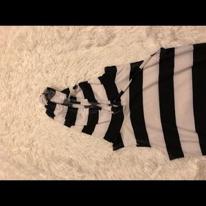 Black and white striped dress